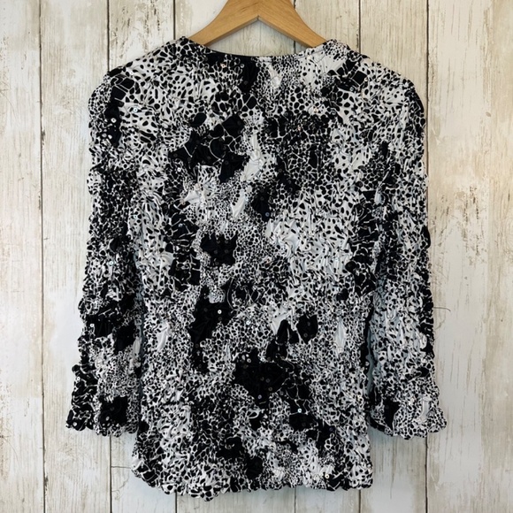 Joseph Ribkoff Textured Stretchy Sequin Embellished Zip Front Jacket Womens 8 - Picture 2 of 16